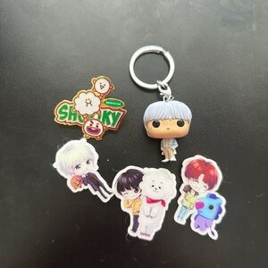 Hot Topic Keychain and Stickers Set - Multicolor